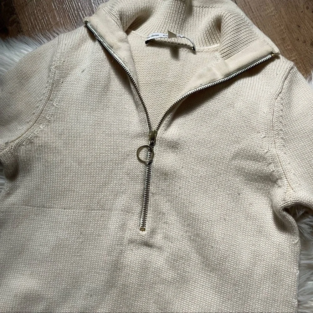 & Other Stories Cream Half Zip Sweater